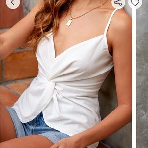 CUPSHE NWT plunge twist front white cami top